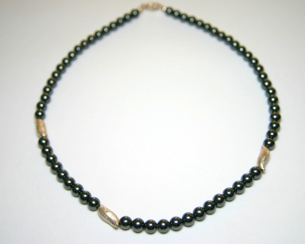 Hämatitcollier Welle - Hämatitkette mit kleinen Wellen